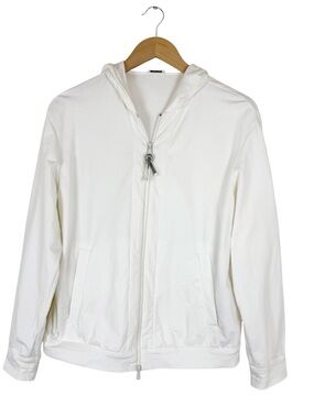 Brunello Cucinelli Monili White Embellished Zip Up Hoodie Italy Luxury